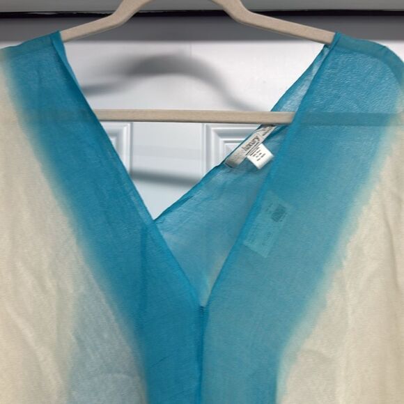 Blue and Cream Sheer Kaftan ONE SIZE - NWT - Subtle Luxury - Picture 2 of 2